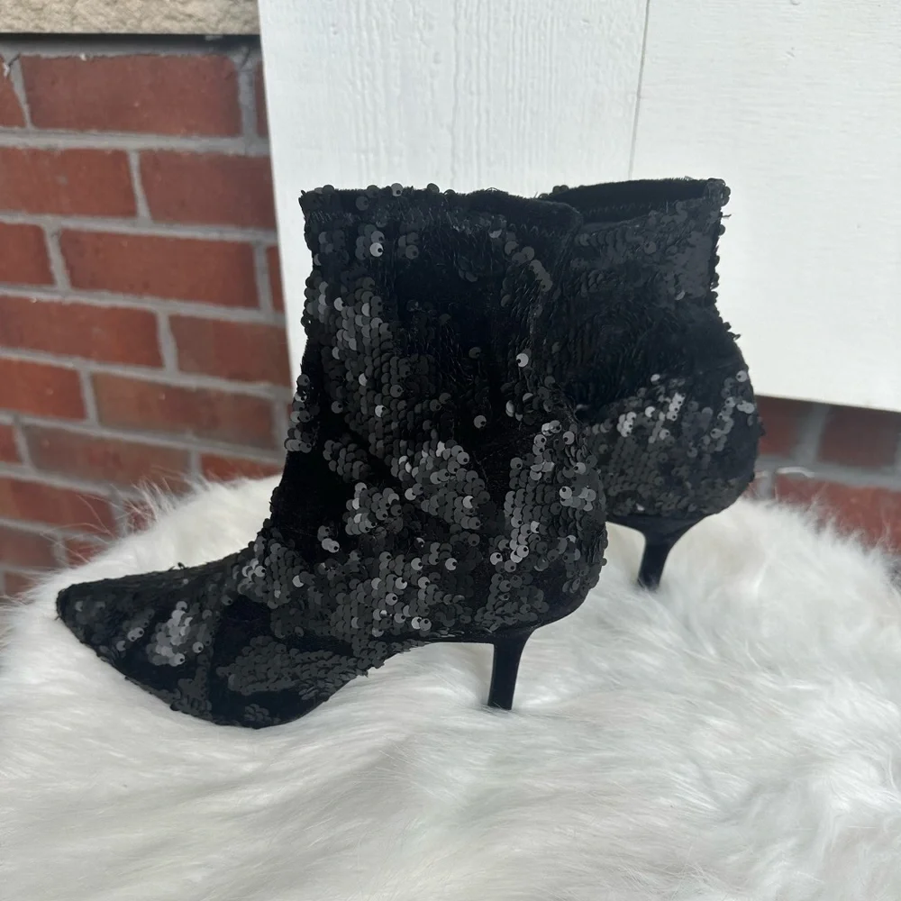 ZARA Sequin Velvet Sock Ankle Booties - Picture 5 of 7